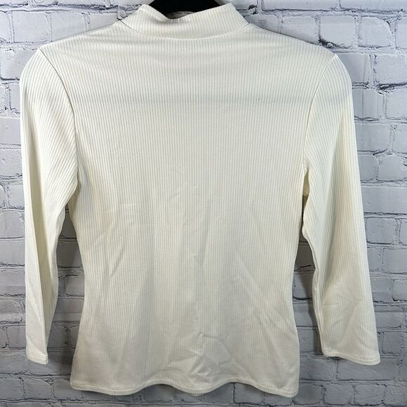 🌟 Cream Ribbed Long Sleeve Top from Express - Size Small 🌟 - Picture 4 of 4